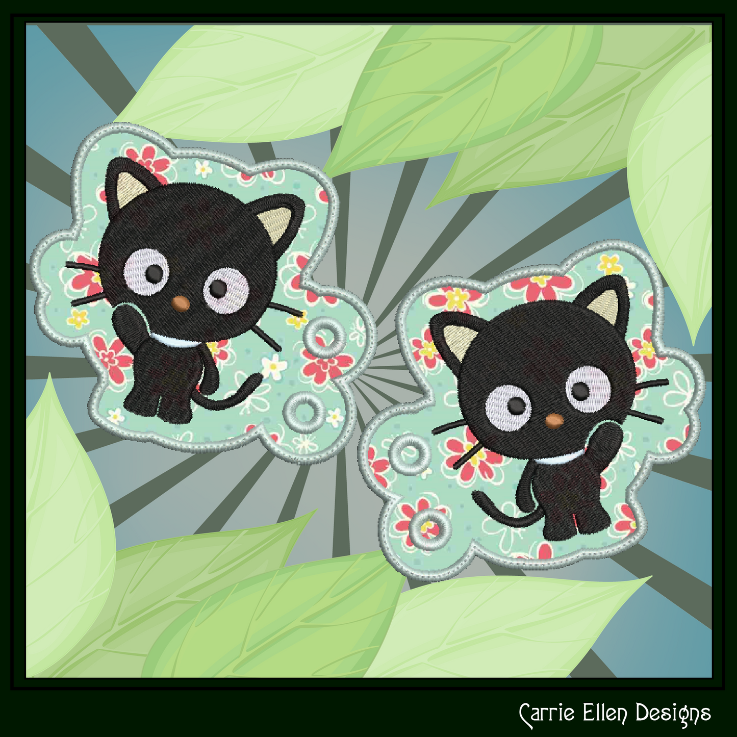 Cat Character In The Hoop Machine Embroidery Shoe Wing Design, ITH Chococat Hello Kitty and Friends Fandom Cartoon (2956)