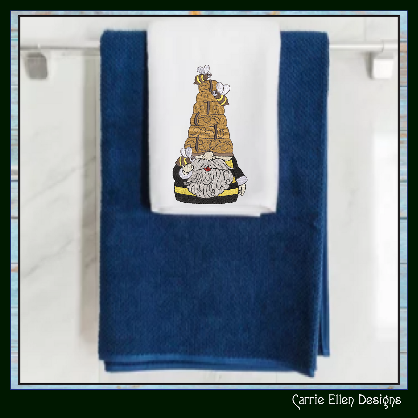 Gnome Machine Embroidery Design, Beehive and Bees Garden Gnome Pattern, 6 Sizes (2965)