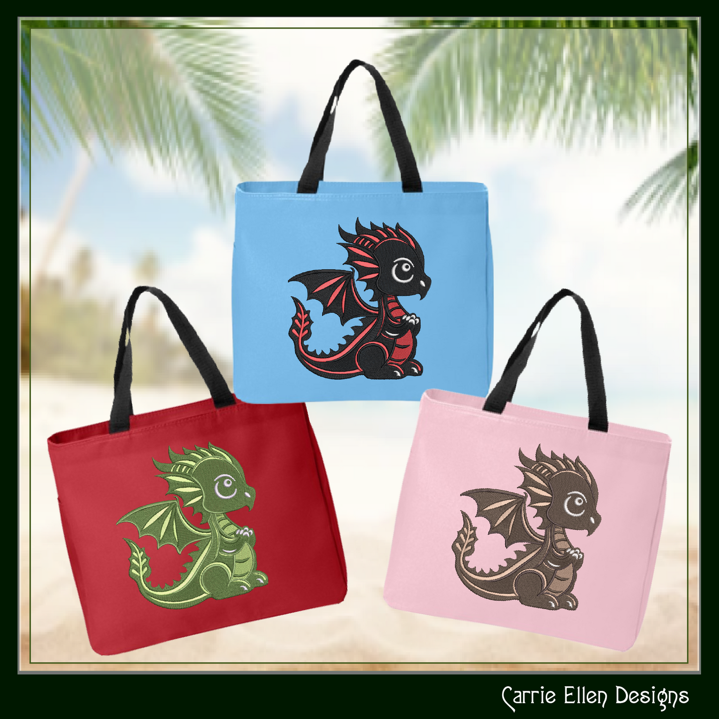 Adorable Baby Dragon Machine Embroidery Design, Cute Fantasy Animal, Leaf Tail Dragon, 6 Sizes (2977)