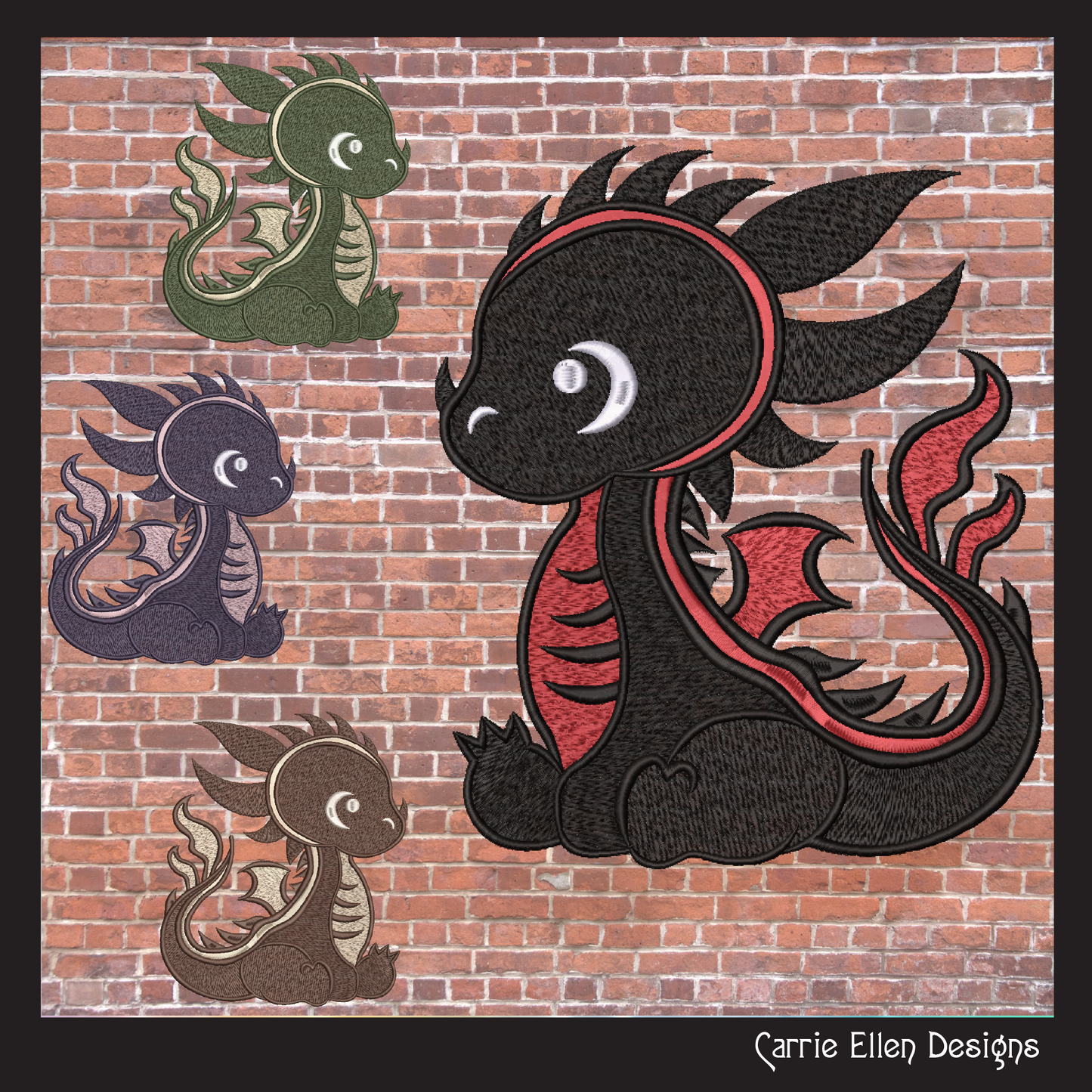 Adorable Baby Dragon Machine Embroidery Design, Cute Fantasy Animal Dragon, 6 Sizes (2978)