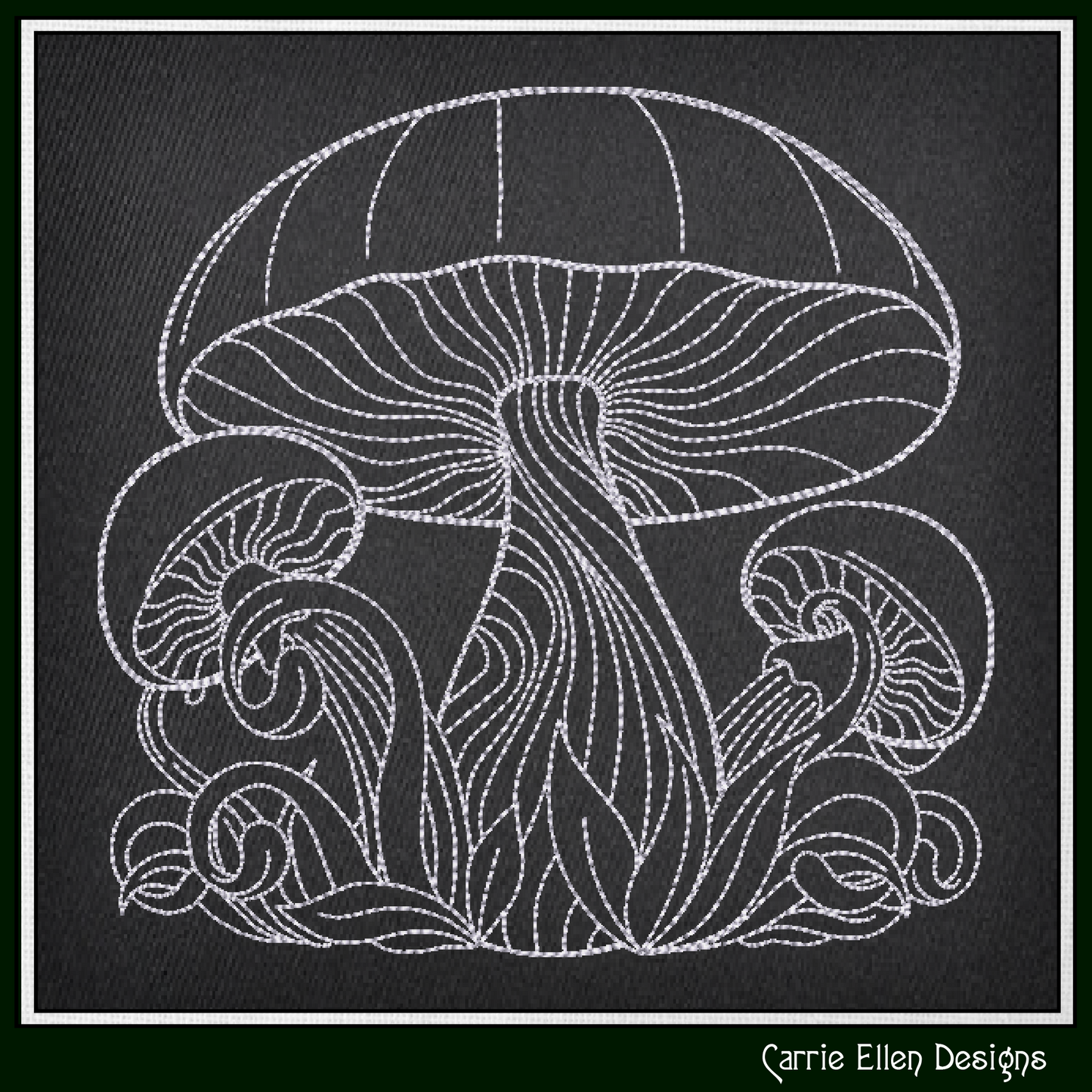Mushroom Garden Line Art Machine Embroidery Design, Floral Mushroom Fungus Garden Sketch, 6 Sizes (3001)