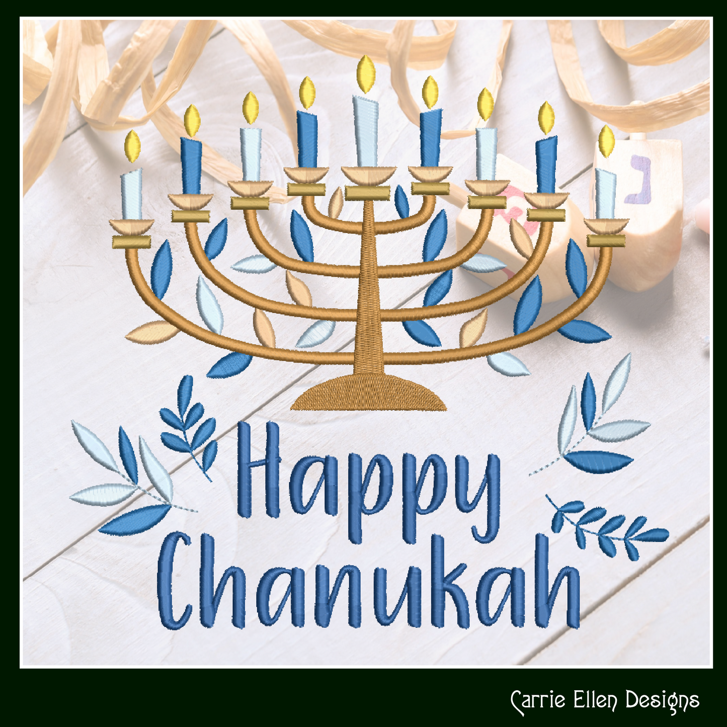 Happy Hanukkah Menorah Machine Embroidery Design | Jewish Holiday Gifts & Décor | Judaica Embroidery Pattern | 6 Sizes (3035)