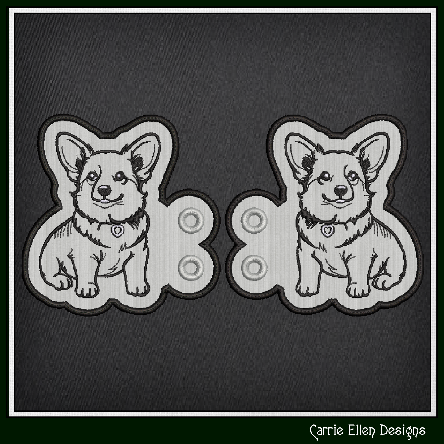 Welsh Corgi ITH Machine Embroidery Shoe Wing Design, In The Hoop Dog Lover Shoe Charms, Pet Embroidery Design (3038)