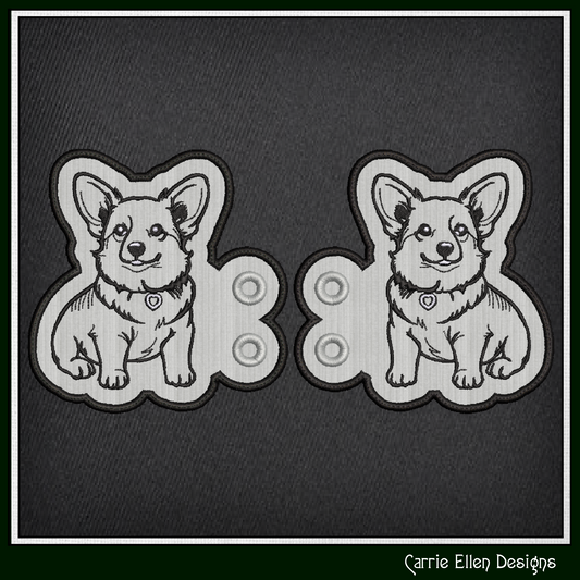 Welsh Corgi ITH Machine Embroidery Shoe Wing Design, In The Hoop Dog Lover Shoe Charms, Pet Embroidery Design (3038)