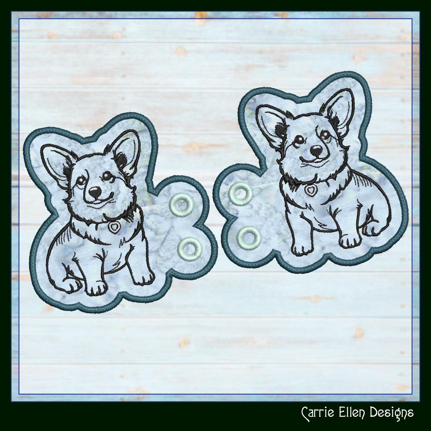 Welsh Corgi ITH Machine Embroidery Shoe Wing Design, In The Hoop Dog Lover Shoe Charms, Pet Embroidery Design (3038)