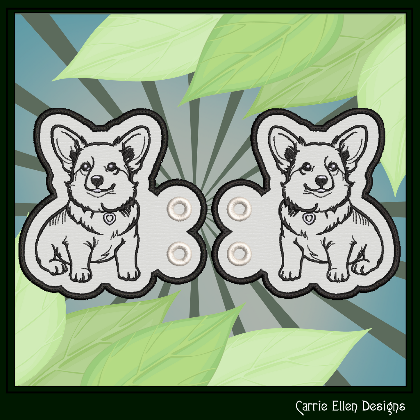 Welsh Corgi ITH Machine Embroidery Shoe Wing Design, In The Hoop Dog Lover Shoe Charms, Pet Embroidery Design (3038)