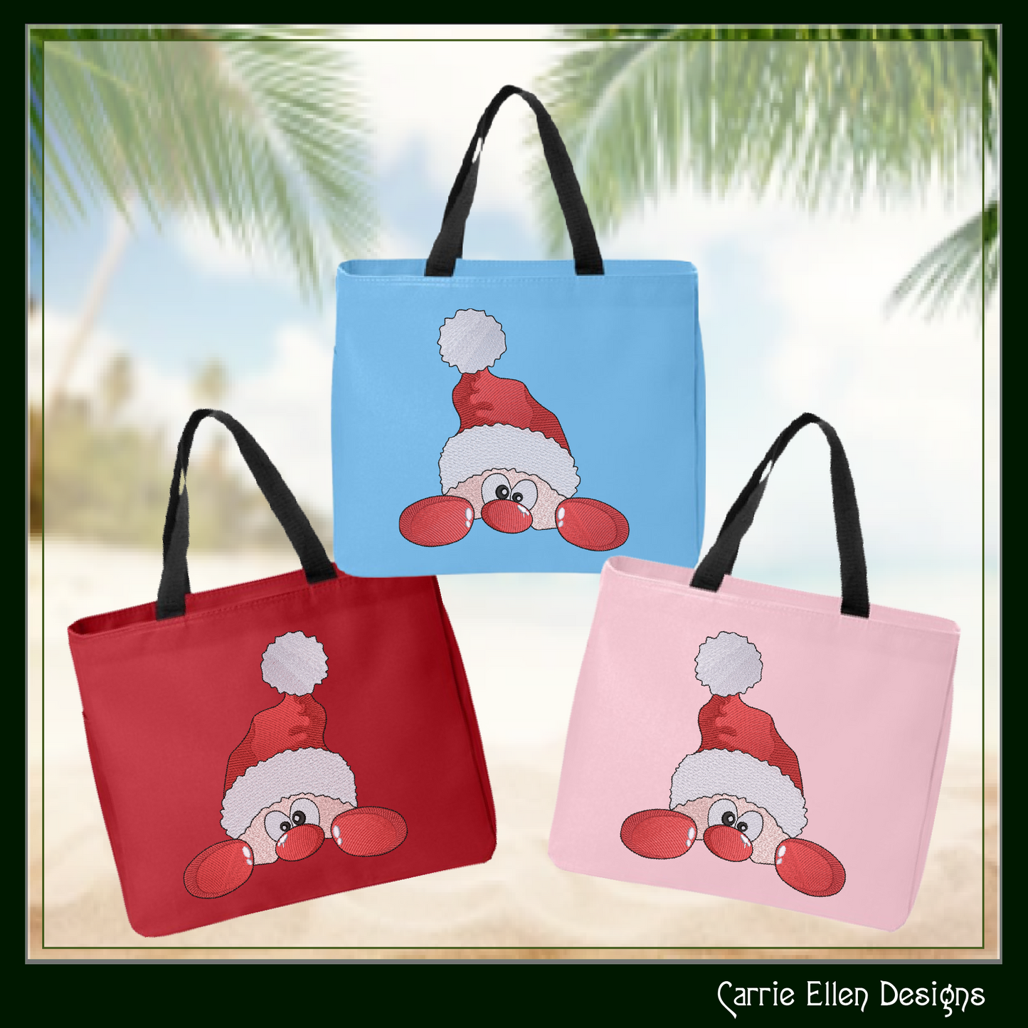 Christmas Machine Embroidery Design, Santa Claus, Peeking Red Nose Santa, Holiday Cartoon, 6 Sizes (3075)