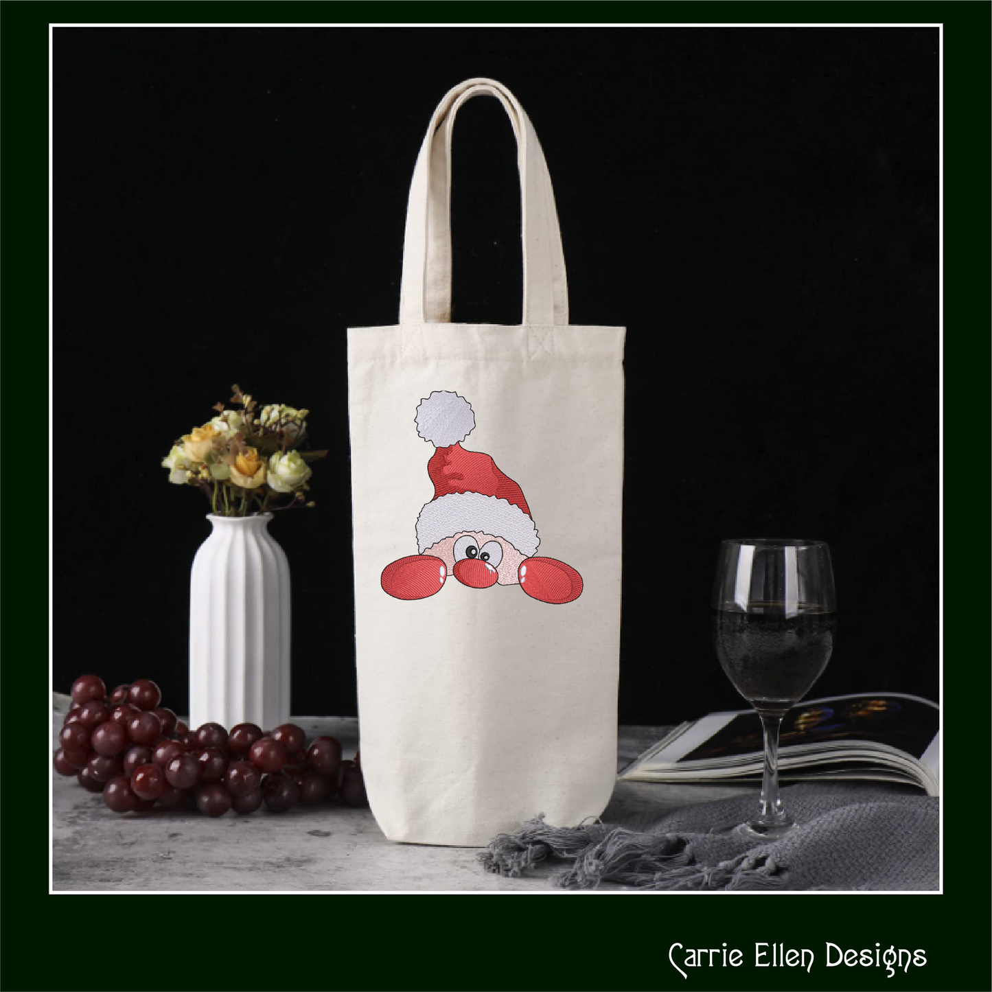 Christmas Machine Embroidery Design, Santa Claus, Peeking Red Nose Santa, Holiday Cartoon, 6 Sizes (3075)