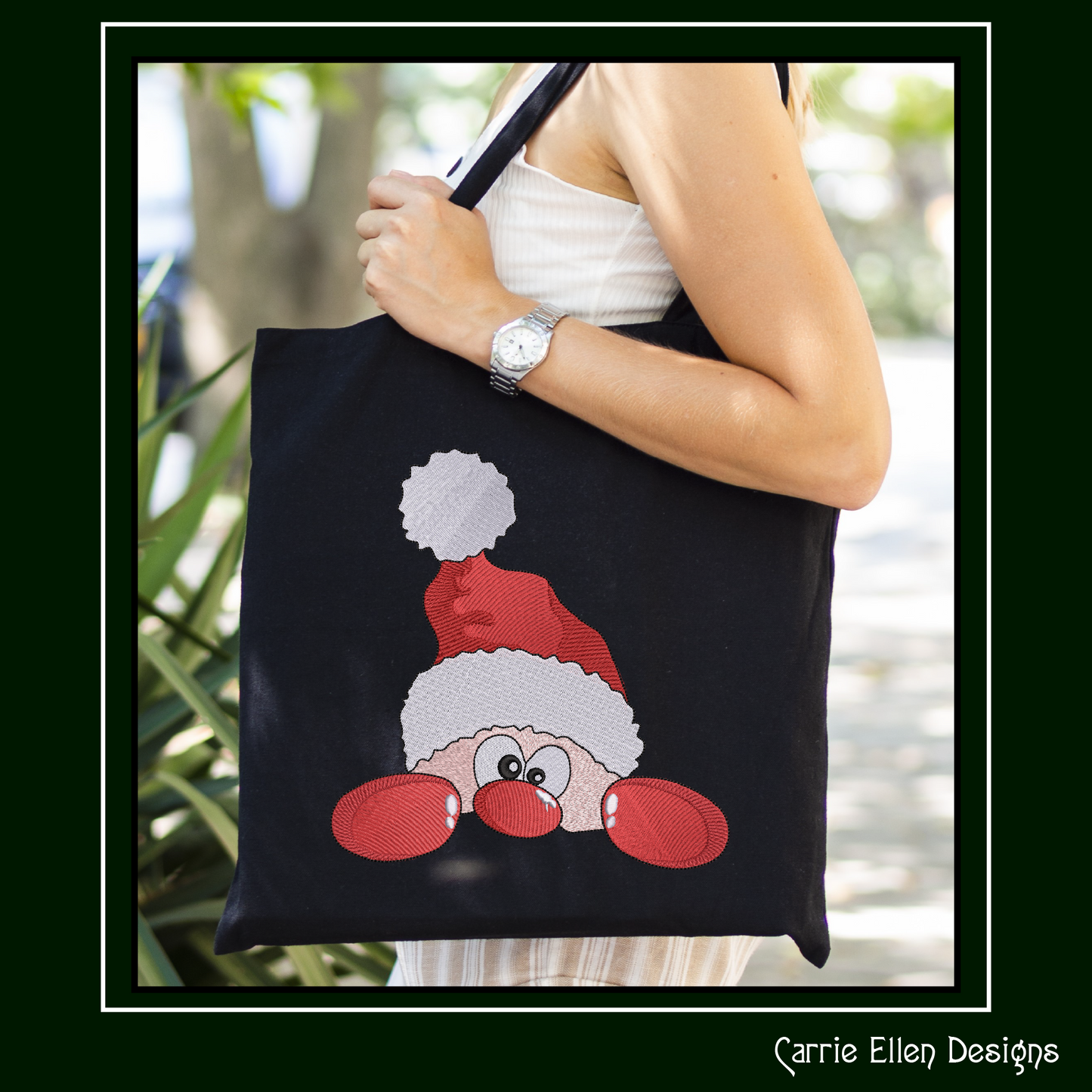 Christmas Machine Embroidery Design, Santa Claus, Peeking Red Nose Santa, Holiday Cartoon, 6 Sizes (3075)
