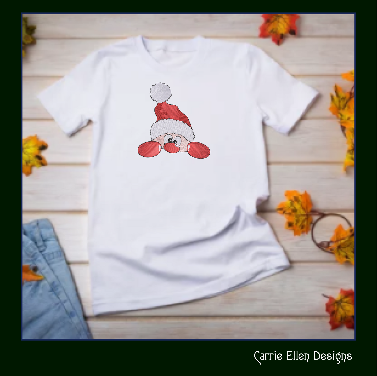 Christmas Machine Embroidery Design, Santa Claus, Peeking Red Nose Santa, Holiday Cartoon, 6 Sizes (3075)