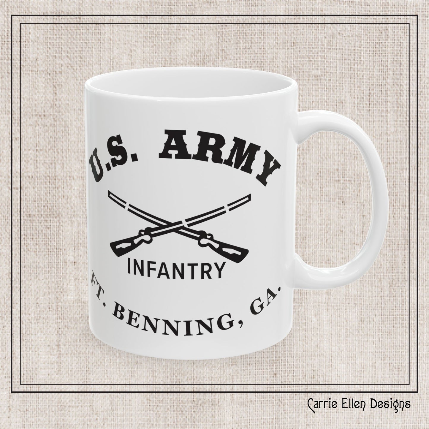 US Army Fort Benning Infantry Ceramic Mug – Vintage WWII U.S. Army Reproduction – 11oz & 15oz (P-6044)