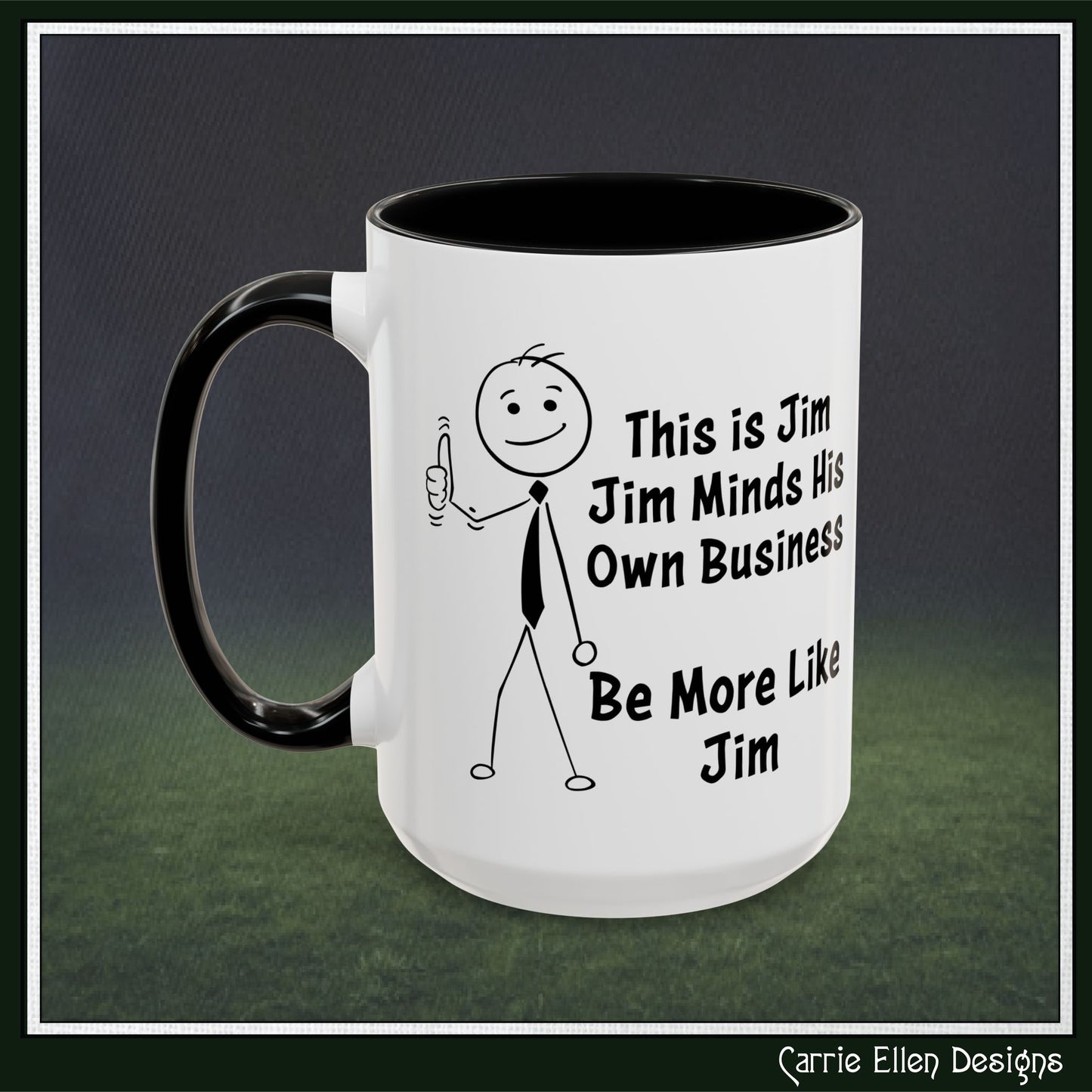 Funny Stick Figure "This is Jim" Accent Color Ceramic Mug | Snarky Humor Coffee Mug, Perfect for Home or Office Decor (P-6050)