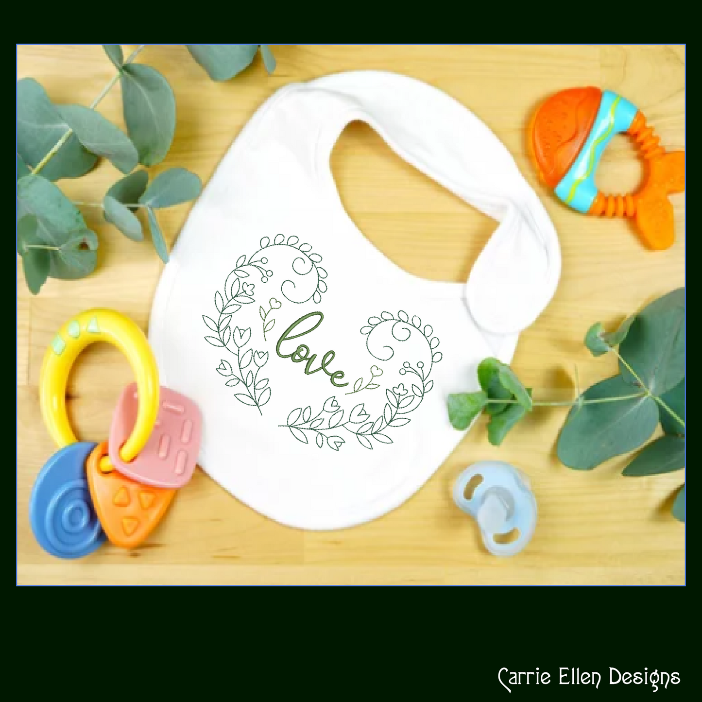 Love Machine Embroidery Design – Valentine’s Day Holiday Pattern, Romantic Heart Floral Vines, 6 Sizes (3127)