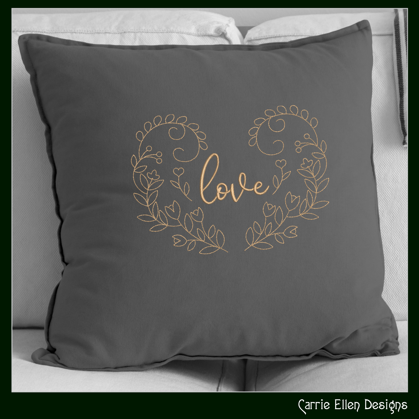 Love Machine Embroidery Design – Valentine’s Day Holiday Pattern, Romantic Heart Floral Vines, 6 Sizes (3127)