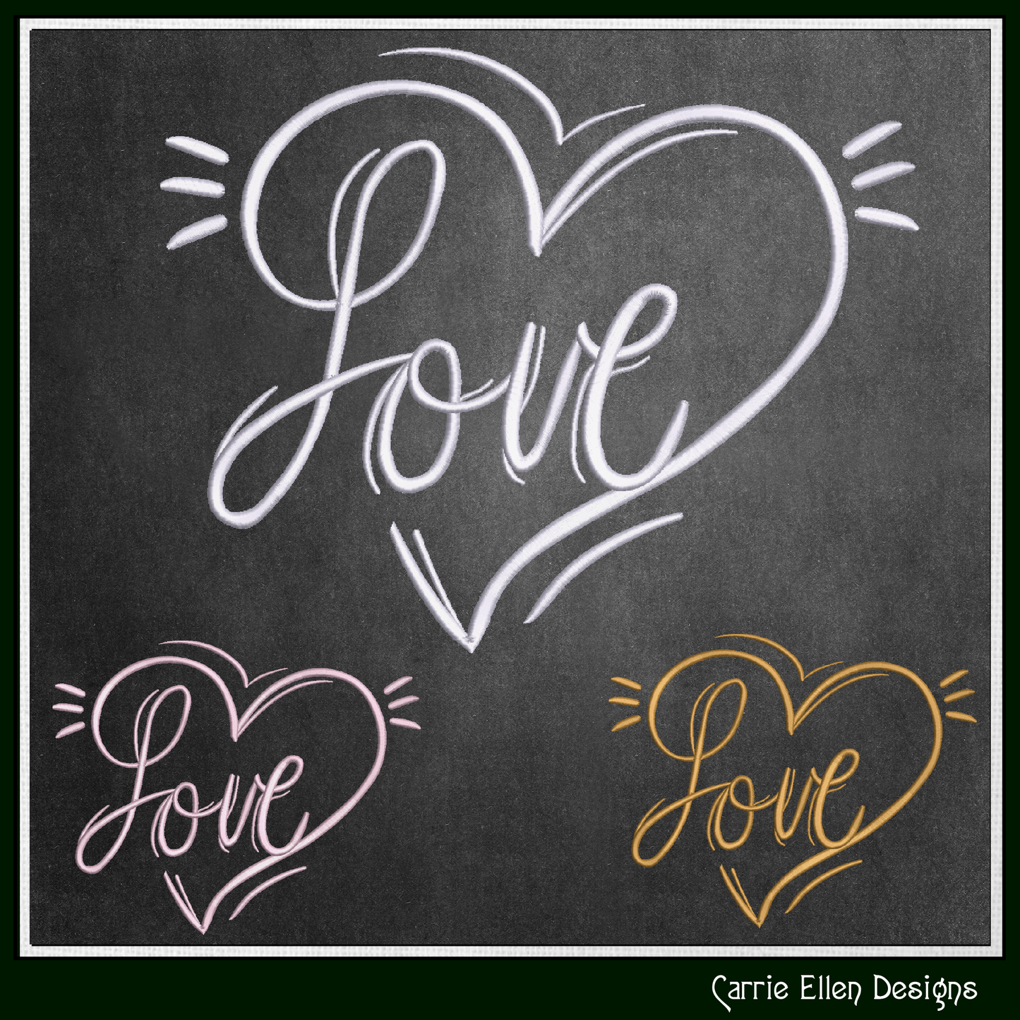 Love Machine Embroidery Design – Valentine’s Day Holiday Pattern, Romantic Heart Doodle, 6 Sizes (3131)