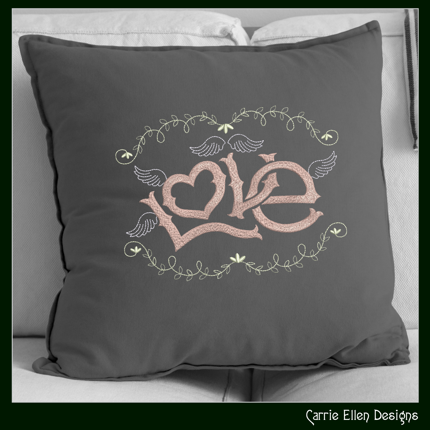 Love Machine Embroidery Design – Valentine’s Day Holiday Pattern, Romantic Doodle Wings, 6 Sizes (3136)