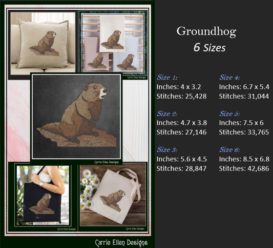 Groundhog Machine Embroidery Design, Groundhog Day, Garden Animal Pattern, Woodchuck Marmot Woodland Animal, 6 Sizes (3139)