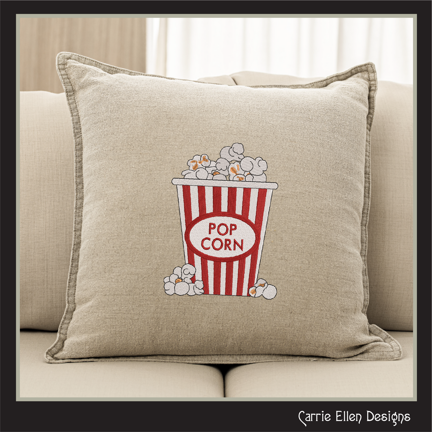 Popcorn Machine Embroidery Design, Movie Night Buttered Snack Food, Vintage Popcorn Bucket, 6 Sizes (3145)