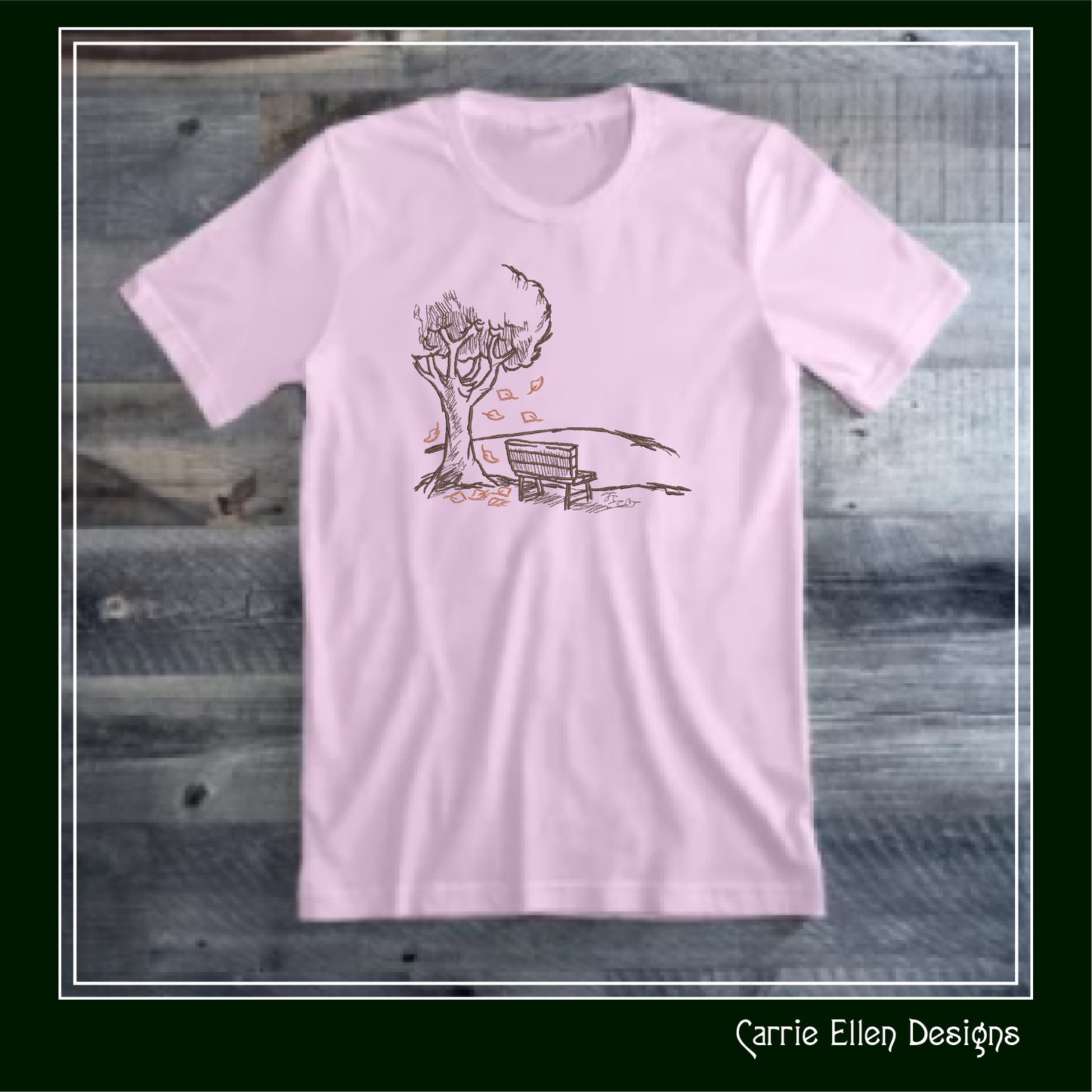 Park Bench Machine Embroidery Design, Autumn Season Line Art Drawing, Falling Leaves and Bench Design, 6 Sizes (3149)