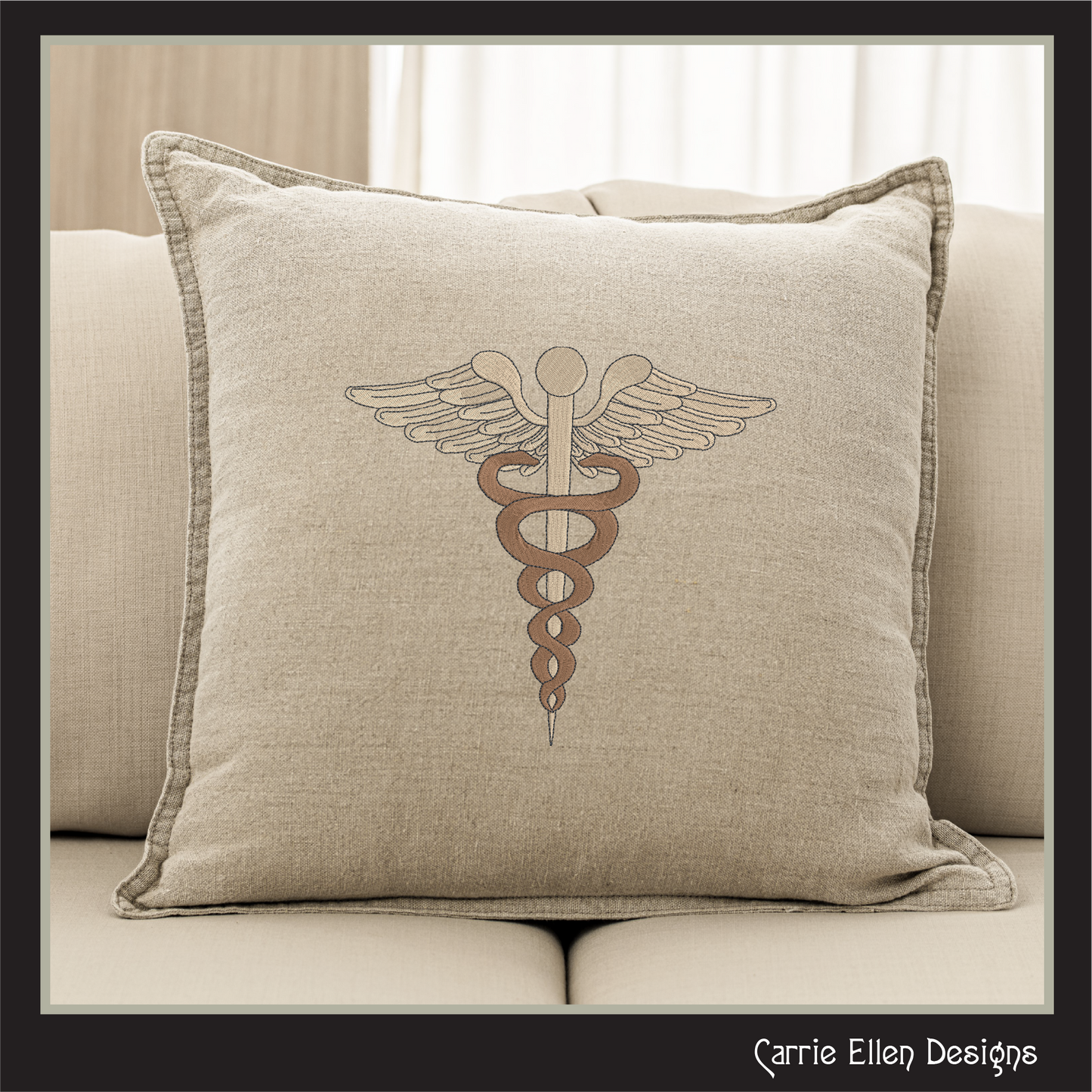 Caduceus Medical Symbol Machine Embroidery Design, Doctor Winged Staff Serpents, 6 Sizes (3152)