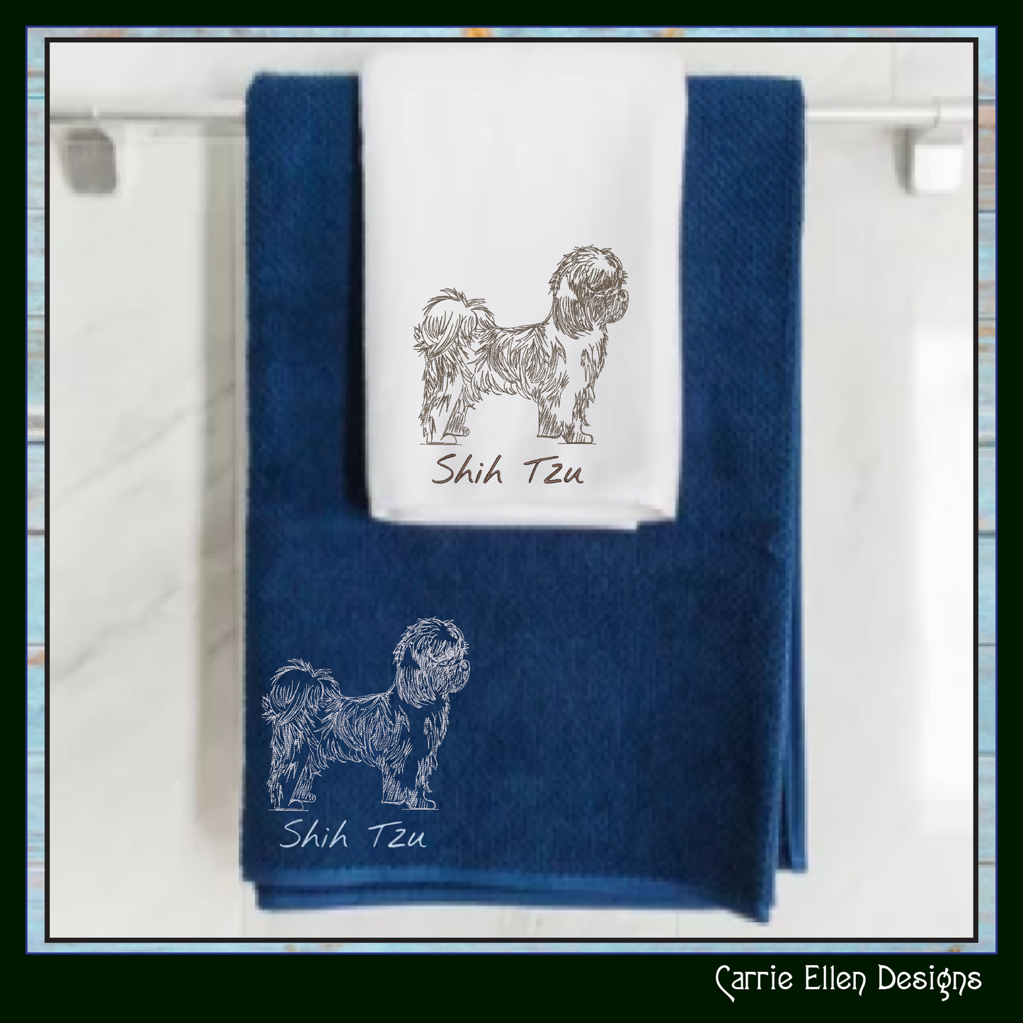 Shih Tzu Machine Embroidery Design, Dog Sketch Pattern, Dog Lover Gift, Small Dog Breed, 6 Sizes (3172)