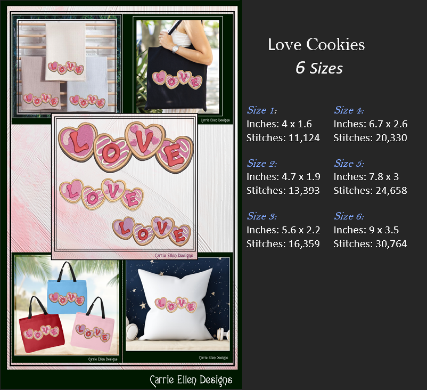 Love Machine Embroidery Design, Valentines Day Holiday Cookie Pattern, Romantic Desert Décor, 6 Sizes (3184)