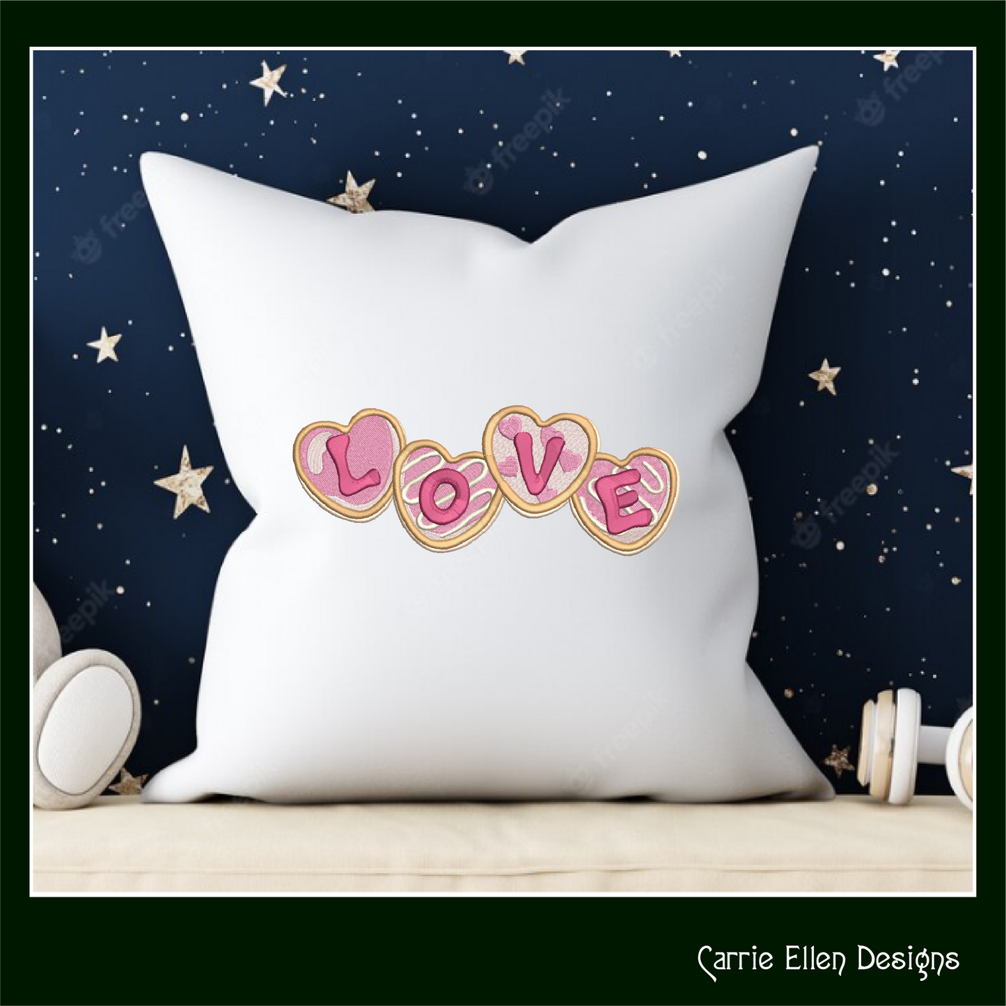 Love Machine Embroidery Design, Valentines Day Holiday Cookie Pattern, Romantic Desert Décor, 6 Sizes (3184)