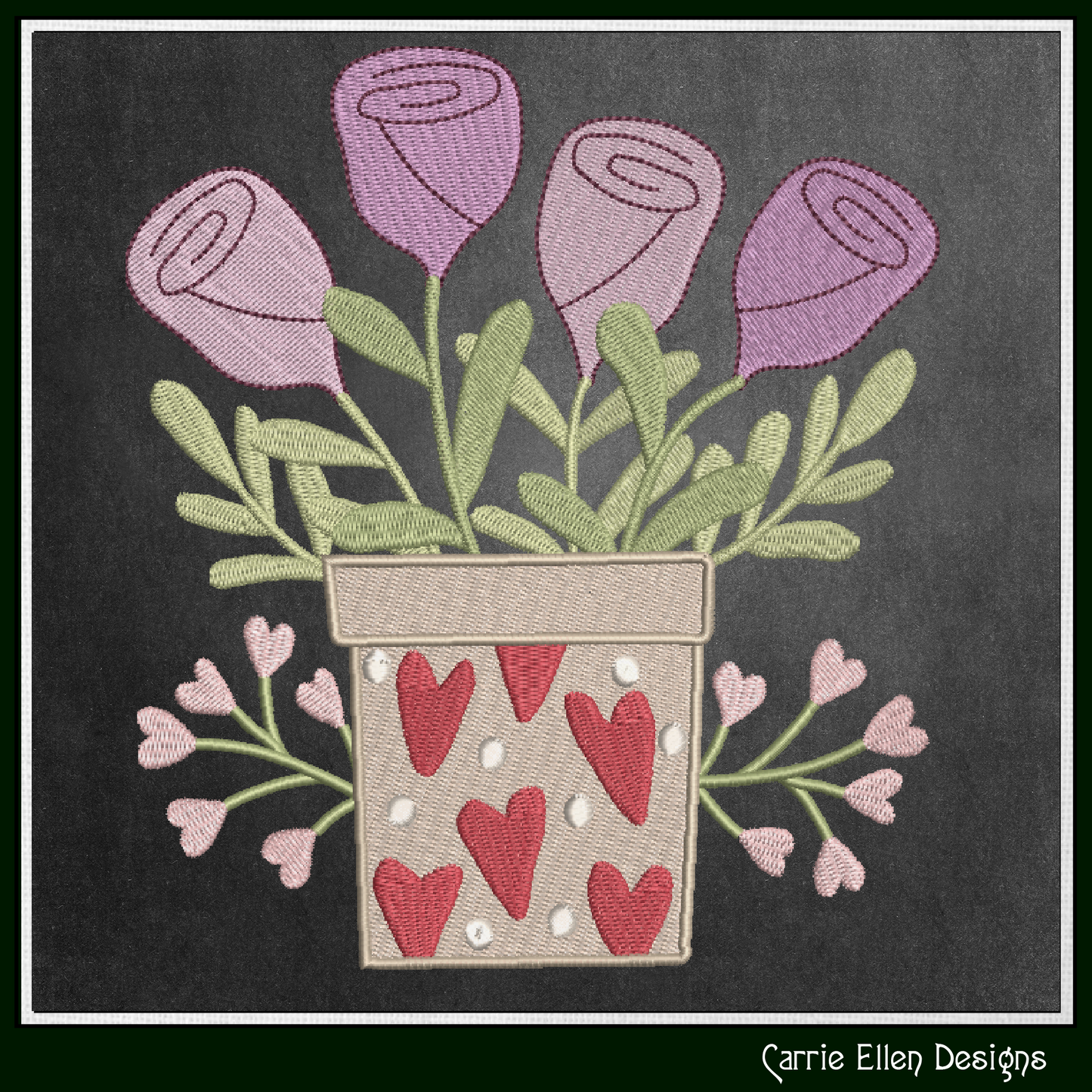 Love Machine Embroidery Design – Hearts and Roses Valentine’s Day Pattern, Romantic Floral Décor, 6 Sizes (3185)