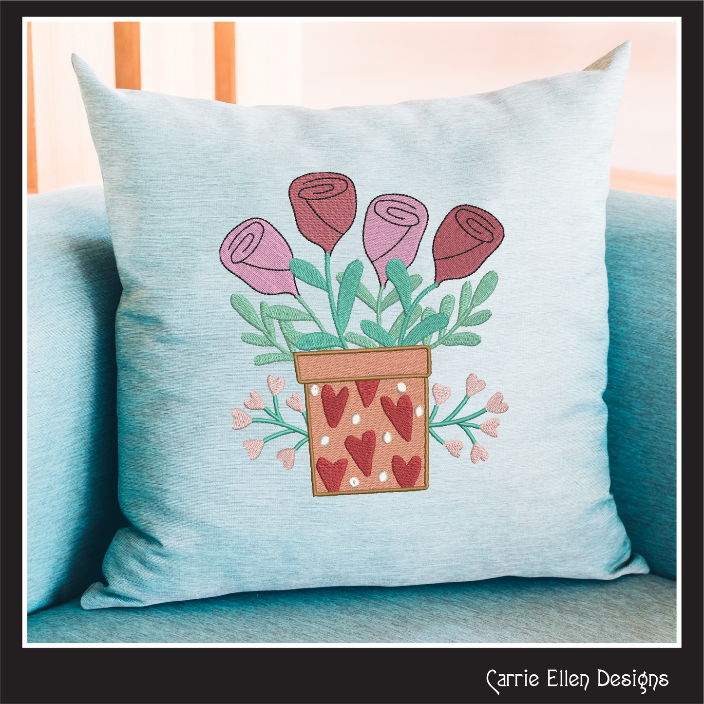 Love Machine Embroidery Design – Hearts and Roses Valentine’s Day Pattern, Romantic Floral Décor, 6 Sizes (3185)