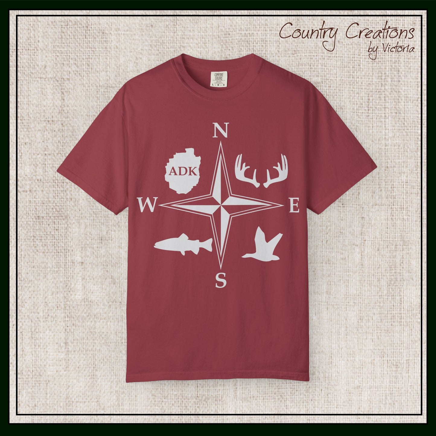 Adirondack Adventurers Compass Comfort Colors Short Sleeve Unisex T-Shirt - ADK Hunters Compass (P6027)