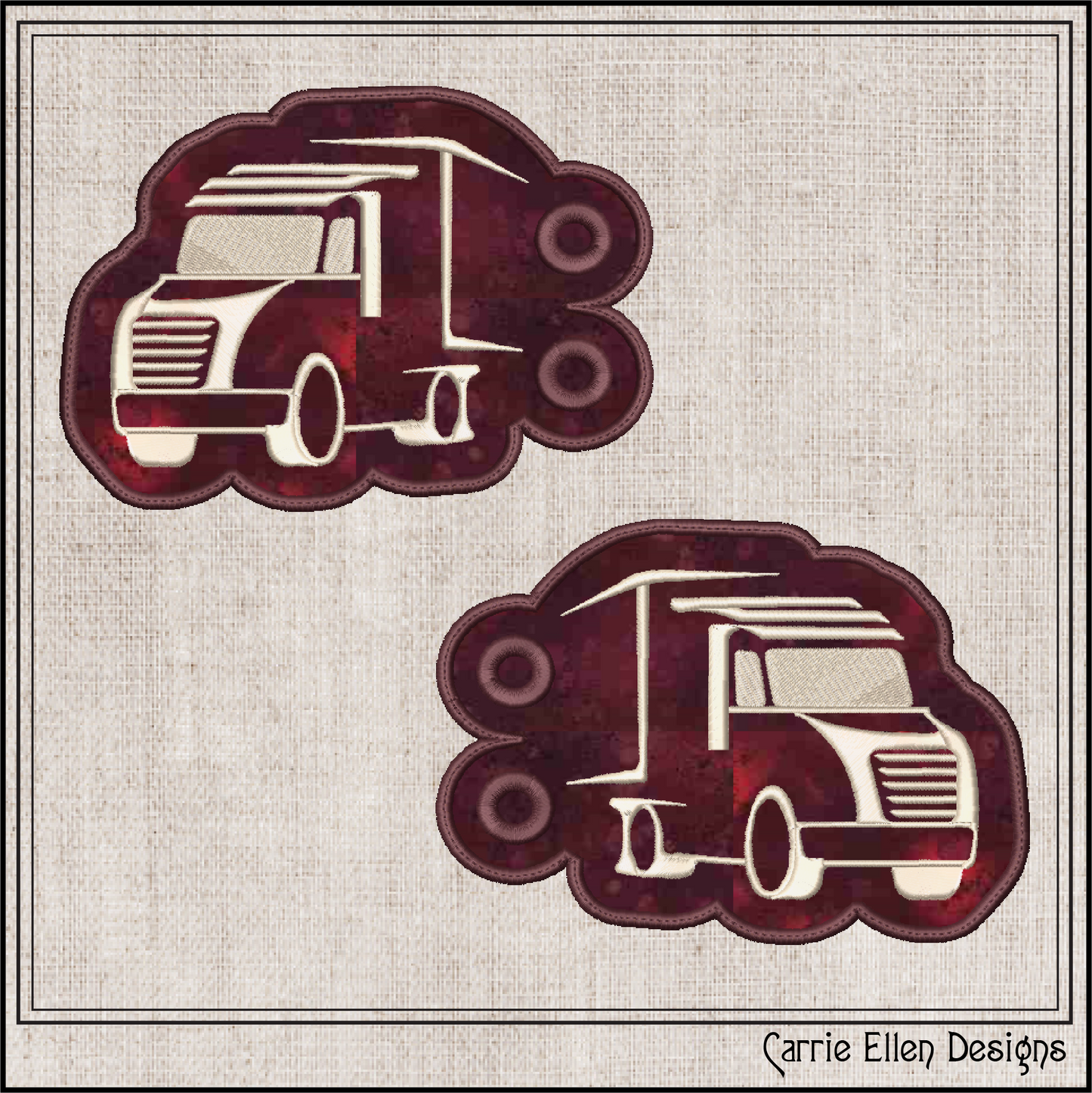 Truck ITH Machine Embroidery Design, In The Hoop Delivery Truck Shoe Wing Design, Truck Silhouette Shoe Charms (3193)