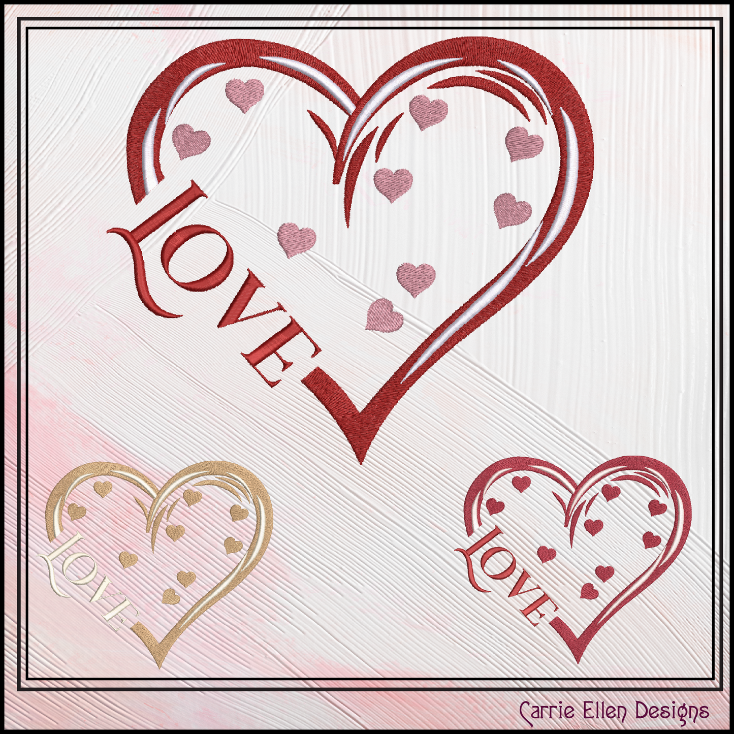 Love Heart Machine Embroidery Design – Valentine’s Day Love & Hearts Pattern, Romantic Holiday Art, 6 Sizes (3203)