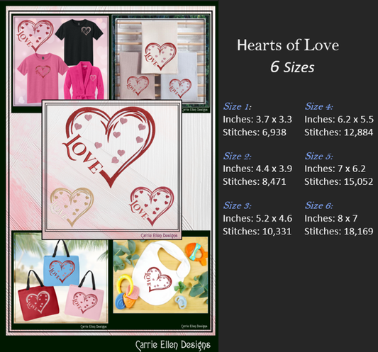 Love Heart Machine Embroidery Design – Valentine’s Day Love & Hearts Pattern, Romantic Holiday Art, 6 Sizes (3203)