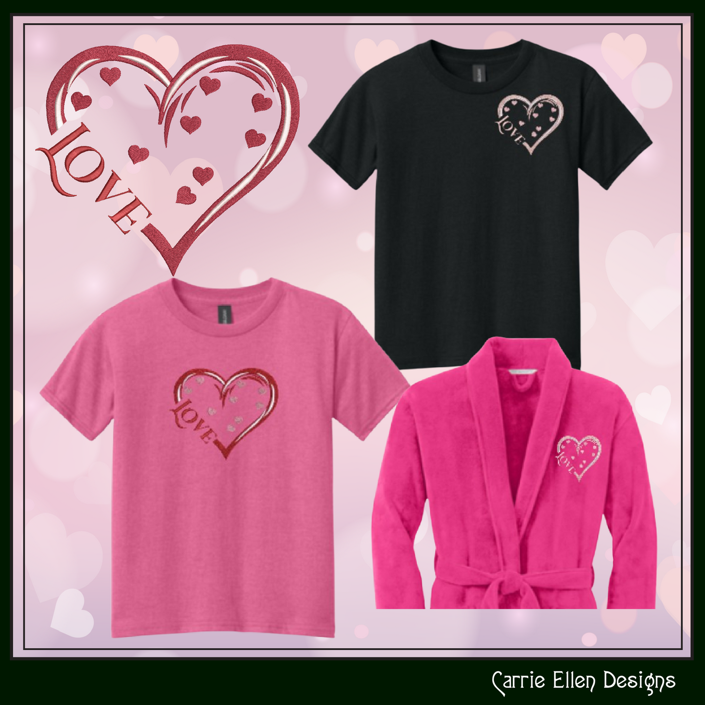 Love Heart Machine Embroidery Design – Valentine’s Day Love & Hearts Pattern, Romantic Holiday Art, 6 Sizes (3203)