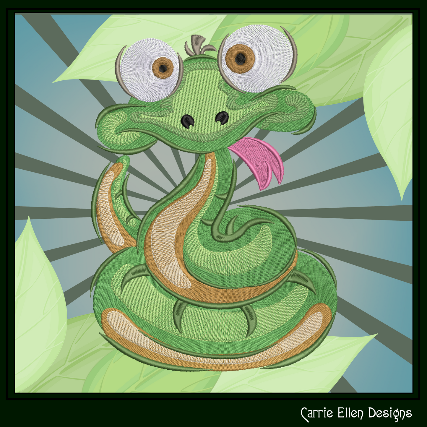 Snake Machine Embroidery Design, Cute Crazy Snake Embroidery Pattern, Free Hugs Cartoon Snake, 6 Sizes (3204)