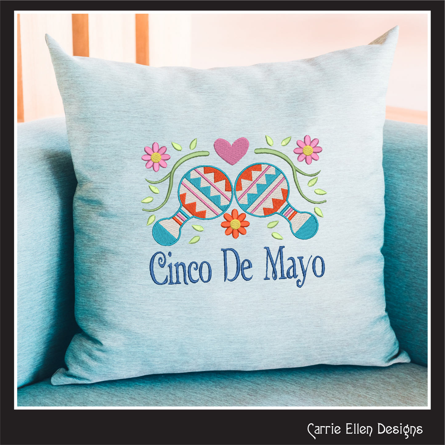 Cinco De Mayo Machine Embroidery Design, Fiesta Décor, Maraca Embroidery Pattern, Mexican Celebration, 6 Sizes (3206)