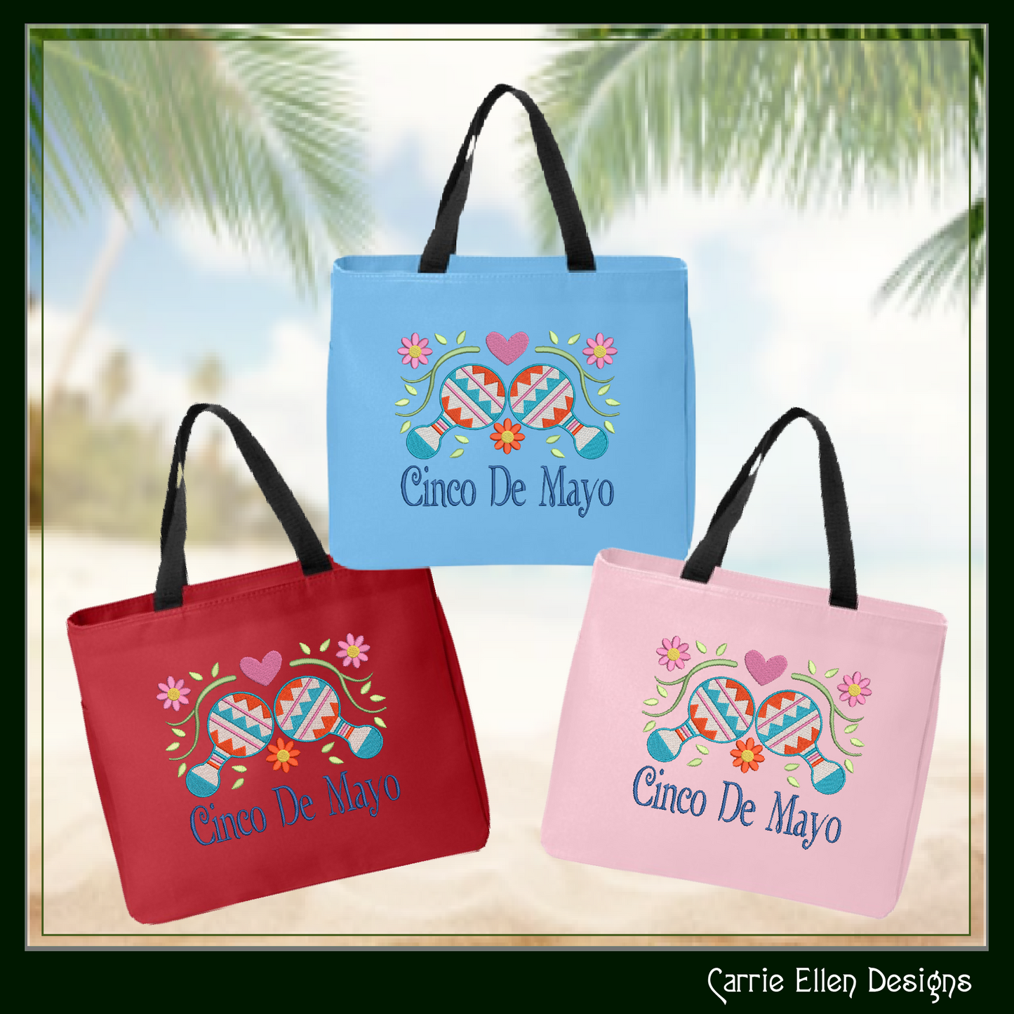 Cinco De Mayo Machine Embroidery Design, Fiesta Décor, Maraca Embroidery Pattern, Mexican Celebration, 6 Sizes (3206)