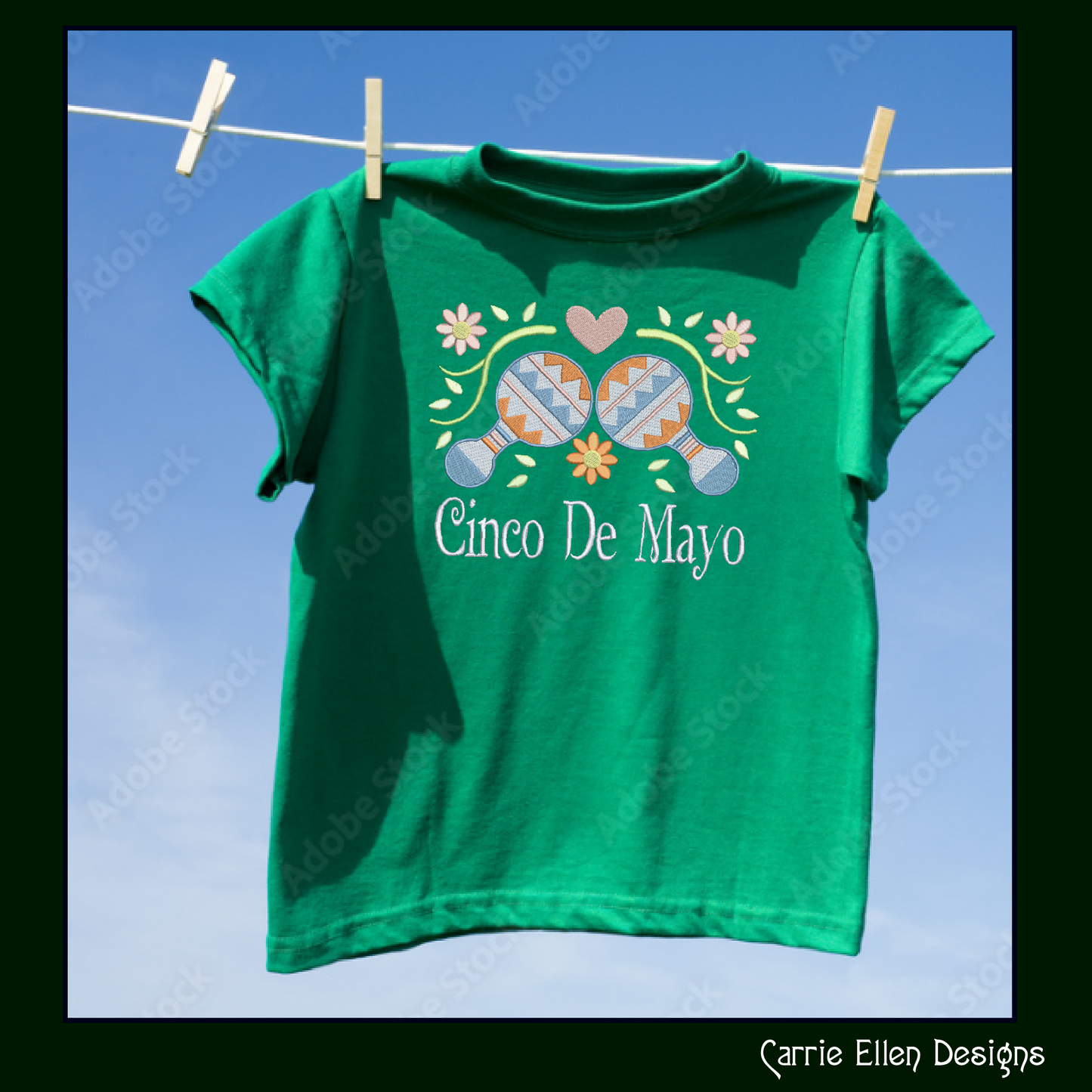 Cinco De Mayo Machine Embroidery Design, Fiesta Décor, Maraca Embroidery Pattern, Mexican Celebration, 6 Sizes (3206)