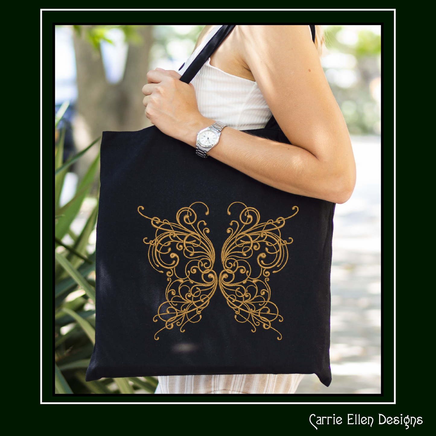 Butterfly Machine Embroidery Design, Swirled Winged Floral Winged Decorative Butterfly Pattern, 6 Sizes (3213)