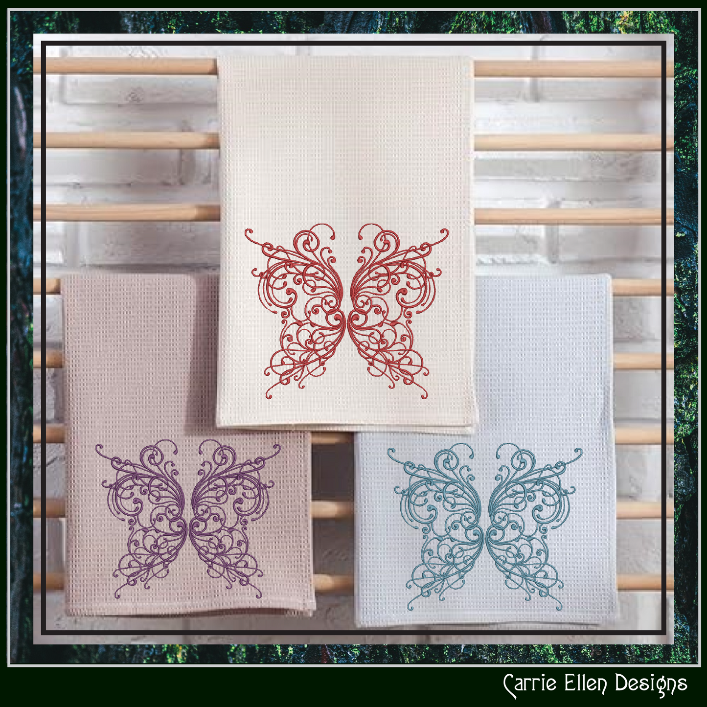 Butterfly Machine Embroidery Design, Swirled Winged Floral Winged Decorative Butterfly Pattern, 6 Sizes (3213)