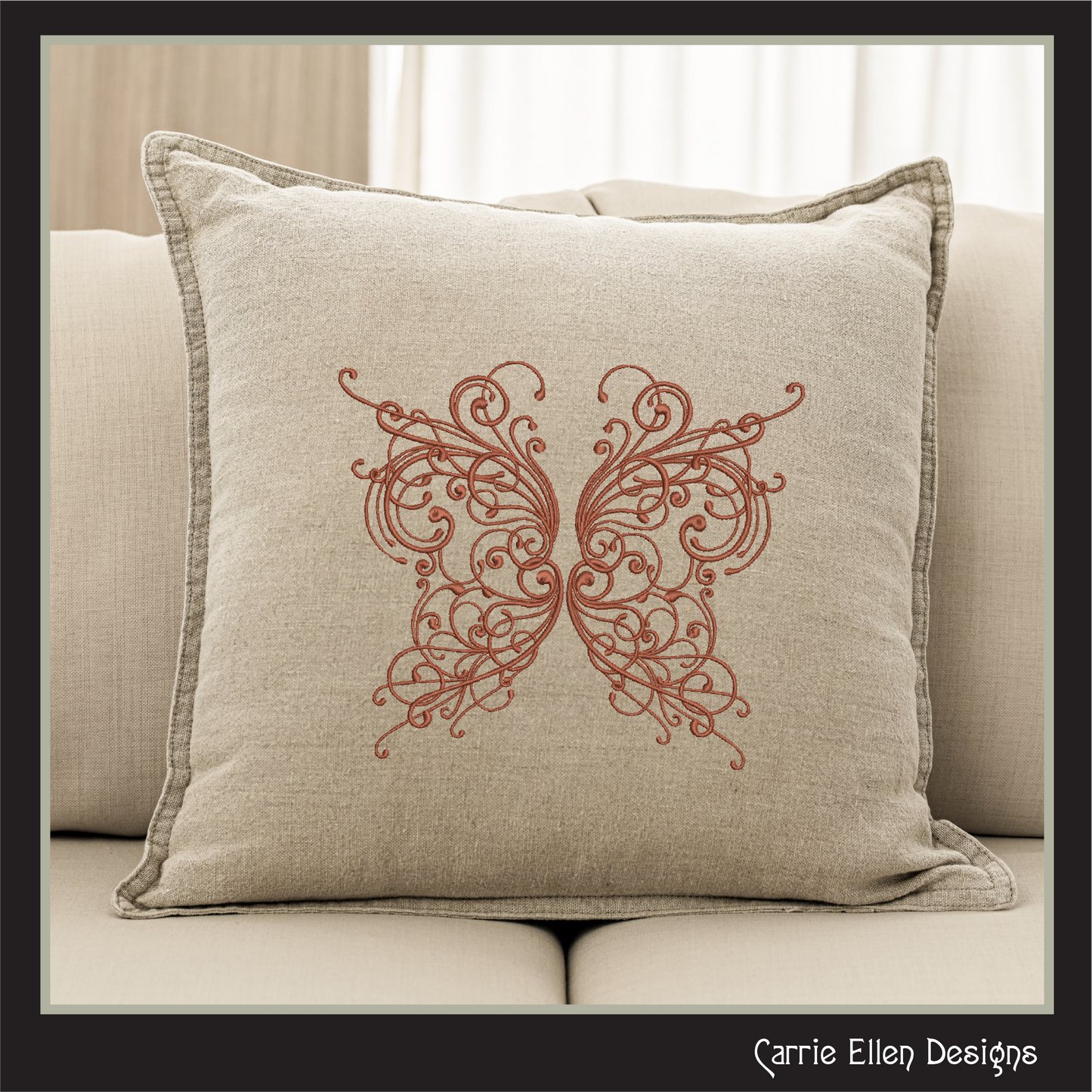 Butterfly Machine Embroidery Design, Swirled Winged Floral Winged Decorative Butterfly Pattern, 6 Sizes (3213)