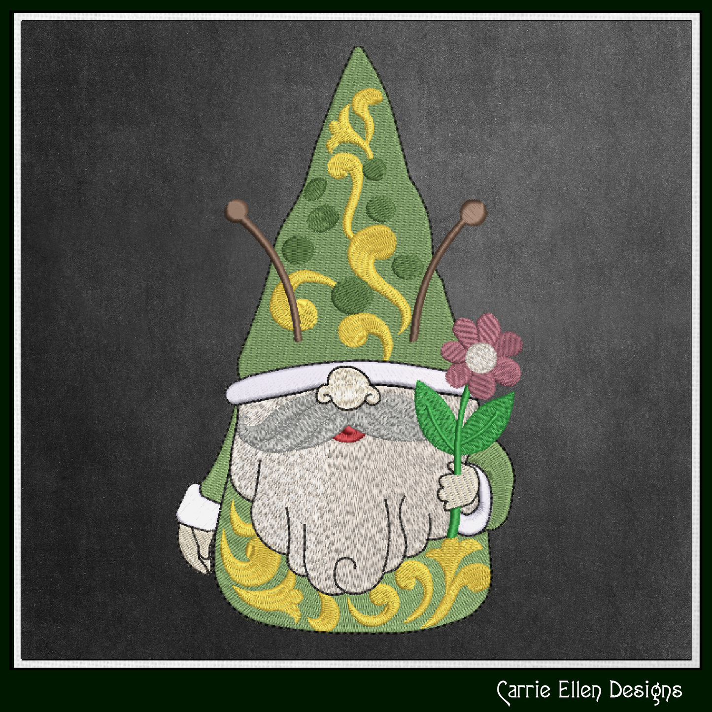 Garden Bee Gnome Machine Embroidery Design, Bees and Flowers Garden Gnome Pattern, 6 Sizes (3245)