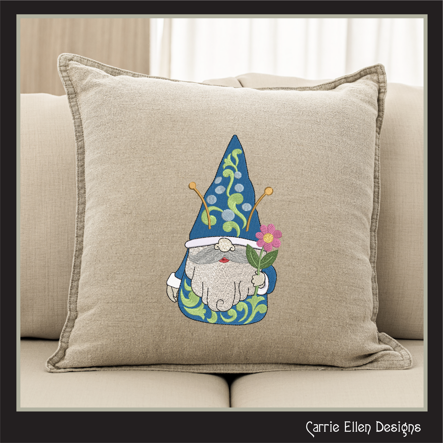 Garden Bee Gnome Machine Embroidery Design, Bees and Flowers Garden Gnome Pattern, 6 Sizes (3245)