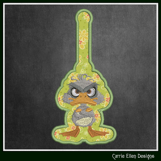 Angry Duck ITH Key Fob Machine Embroidery Design | Grumpy Duck In-The-Hoop Key Tag with Attitude (3248)