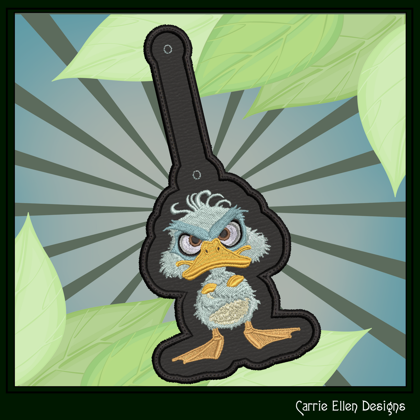 Angry Duck ITH Key Fob Machine Embroidery Design | Grumpy Duck In-The-Hoop Key Tag with Attitude (3248)