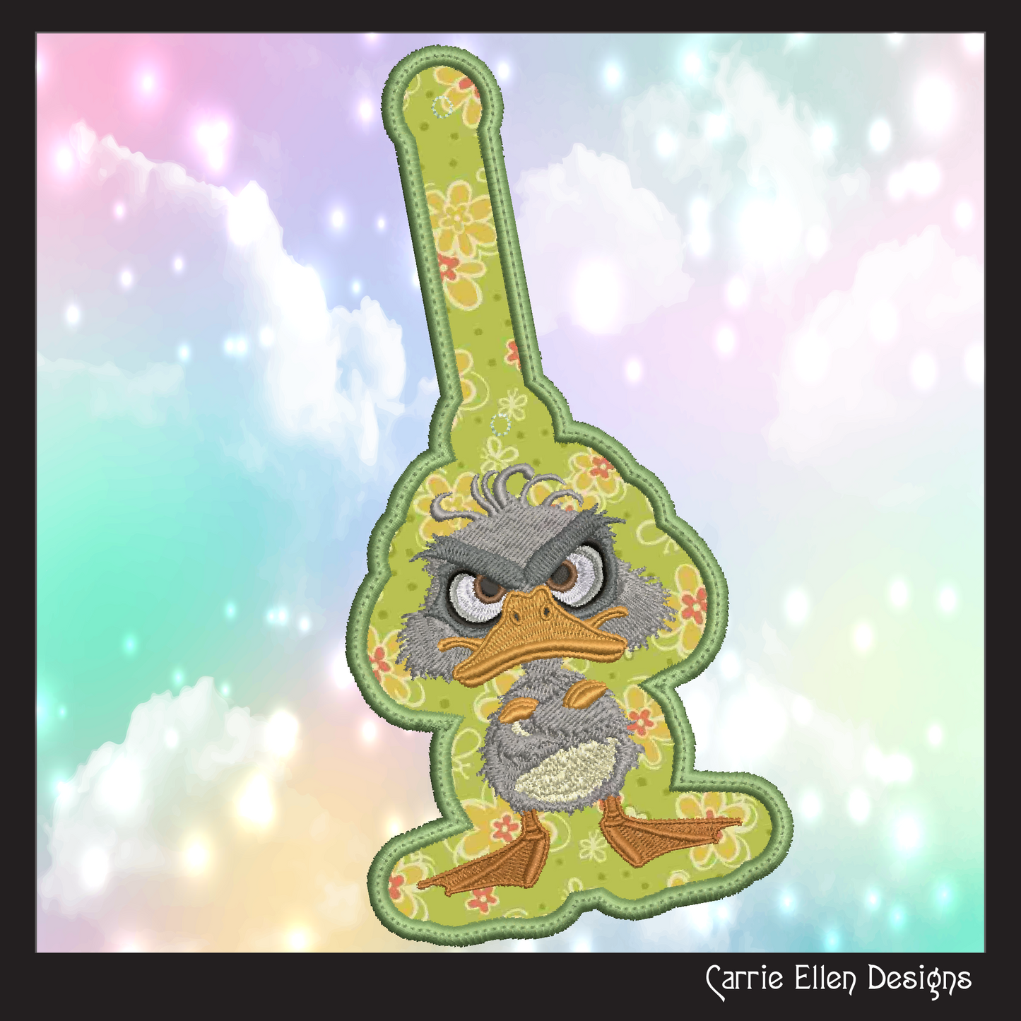 Angry Duck ITH Key Fob Machine Embroidery Design | Grumpy Duck In-The-Hoop Key Tag with Attitude (3248)