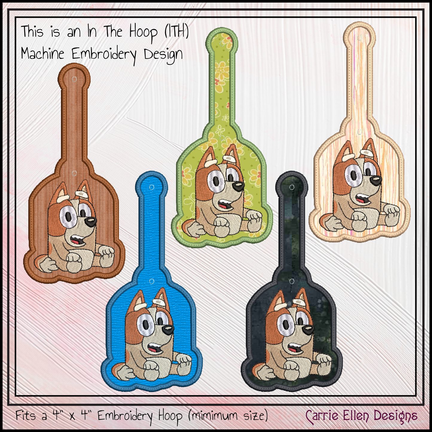 Bingo ITH Key Fob Machine Embroidery Design | Cartoon Character Keytag | Fan Favorite In-The-Hoop Project (3254)