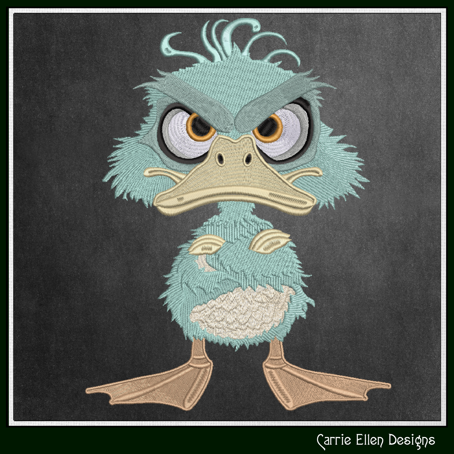 Grumpy Duck with Attitude Machine Embroidery Design – Angry Farm Bird, Silly Animal Pattern, 6 Sizes, (3271)