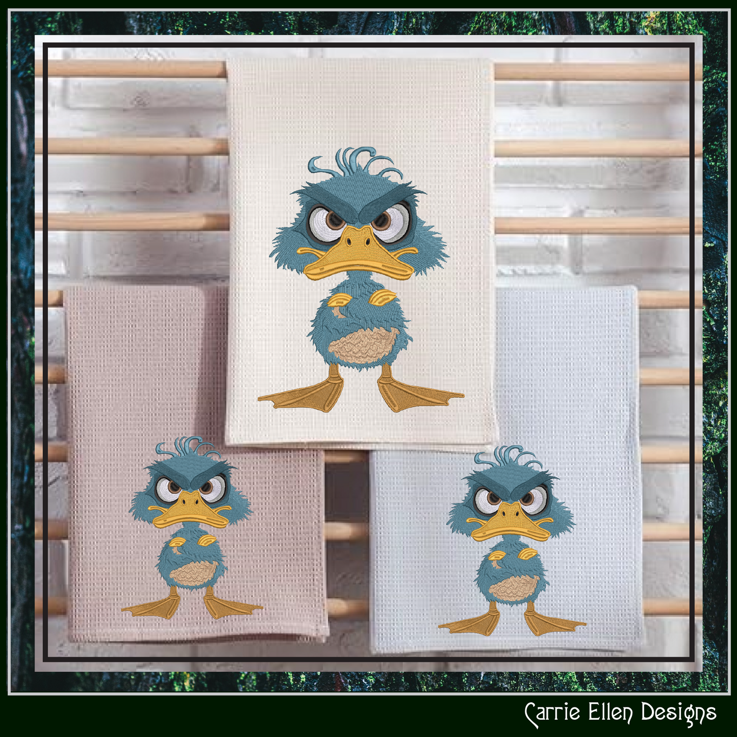 Grumpy Duck with Attitude Machine Embroidery Design – Angry Farm Bird, Silly Animal Pattern, 6 Sizes, (3271)