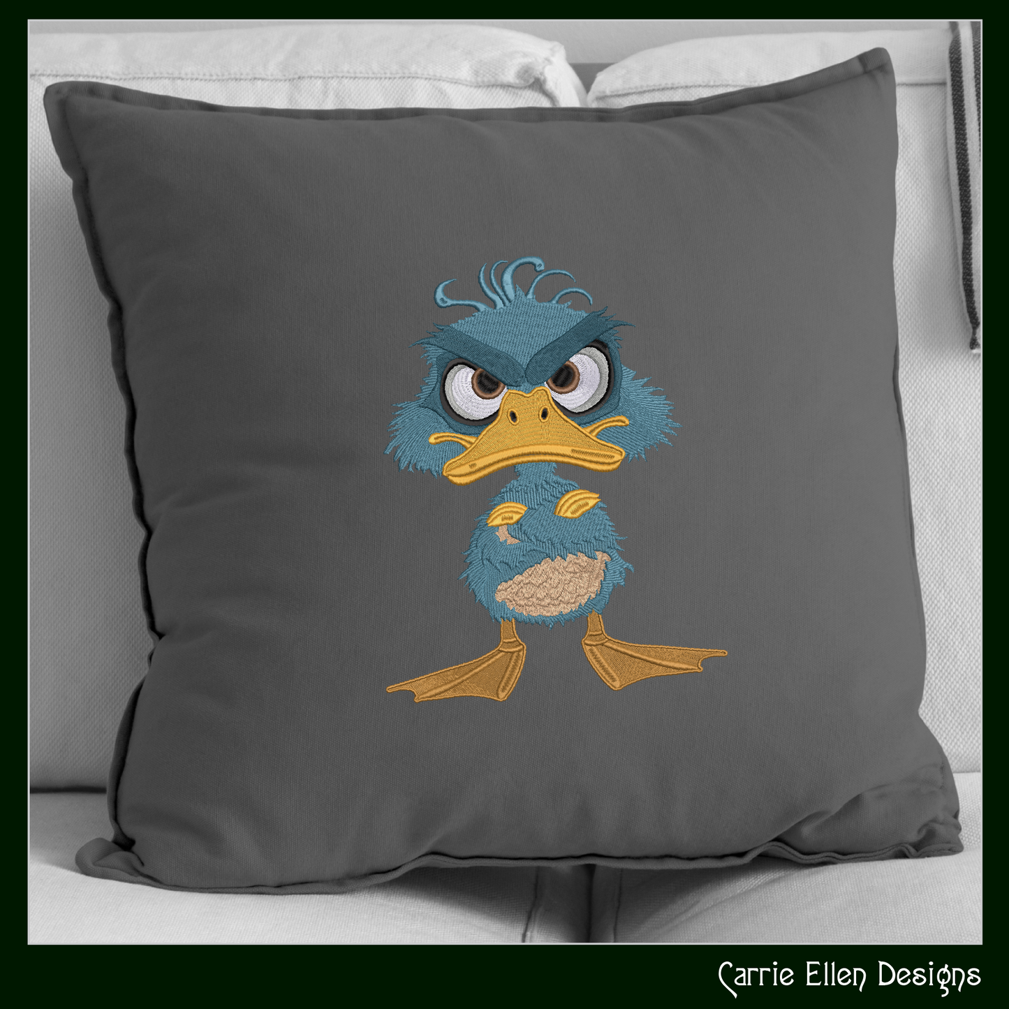 Grumpy Duck with Attitude Machine Embroidery Design – Angry Farm Bird, Silly Animal Pattern, 6 Sizes, (3271)